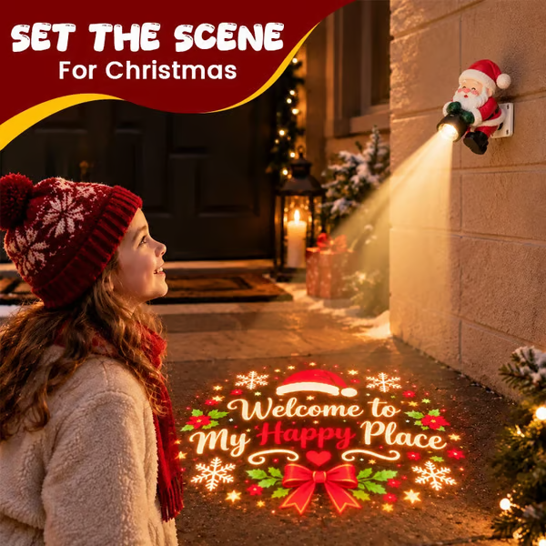 🎅Santa Christmas Welcome Light Projector | – Festive Holiday Doorway Light with Remote Control ✨