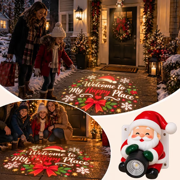 🎅Santa Christmas Welcome Light Projector | – Festive Holiday Doorway Light with Remote Control ✨