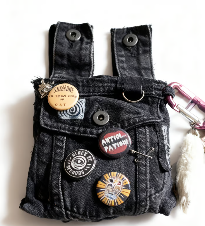 🔥LAST DAY 50% OFF - 🖤Handcrafted Punk Denim Waist Bag (✨Same as in the video)