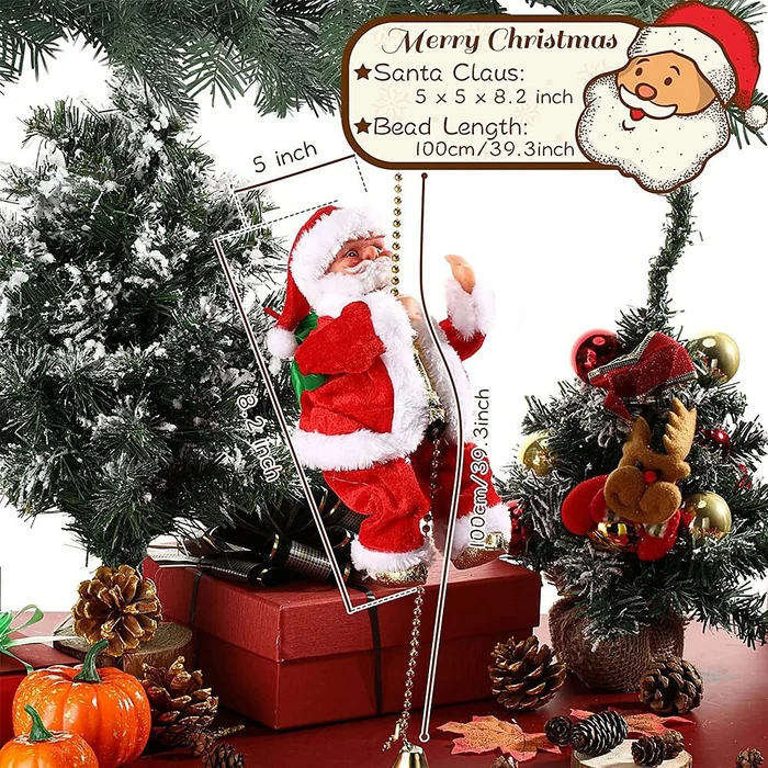 (🔥2023 BEST GIFT TO FAMILY🔥)Electric Chimney Climbing Santa Claus Musical Toys-Festivesl