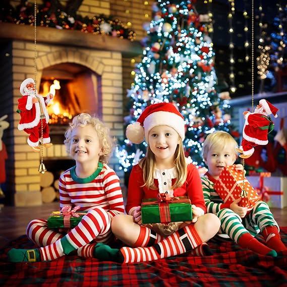 (🔥2023 BEST GIFT TO FAMILY🔥)Electric Chimney Climbing Santa Claus Musical Toys-Festivesl
