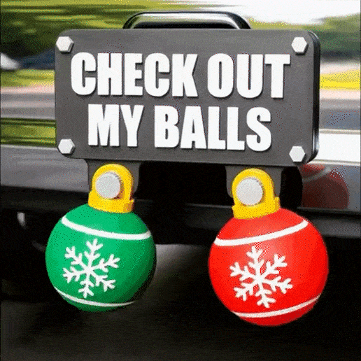 🔥Last Day 49% OFF - 🎄🚗Funny “Check Out My Balls” Christmas Hitch Cover Set