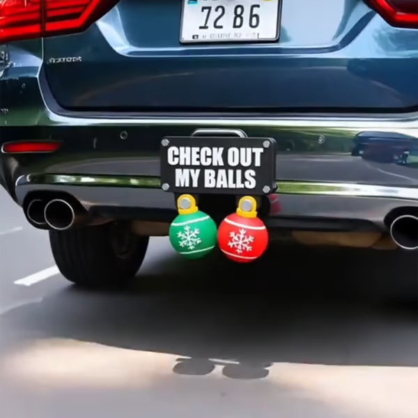 🔥Last Day 49% OFF - 🎄🚗Funny “Check Out My Balls” Christmas Hitch Cover Set