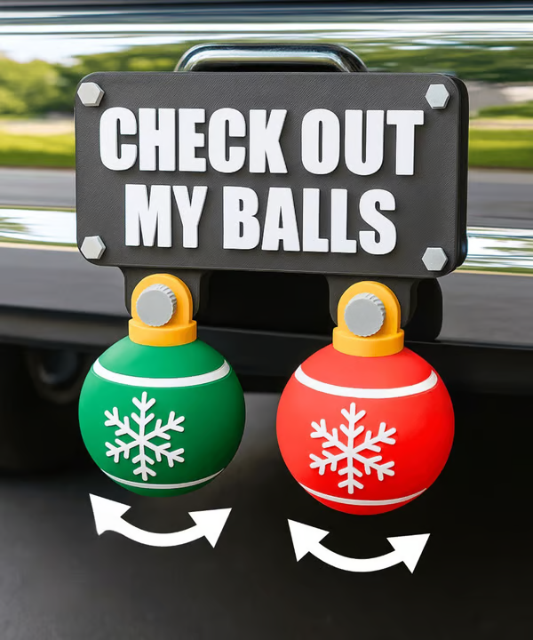 🔥Last Day 49% OFF - 🎄🚗Funny “Check Out My Balls” Christmas Hitch Cover Set