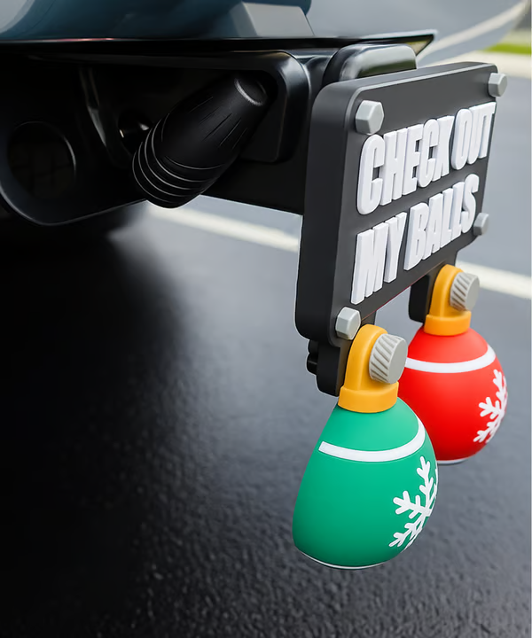 🔥Last Day 49% OFF - 🎄🚗Funny “Check Out My Balls” Christmas Hitch Cover Set