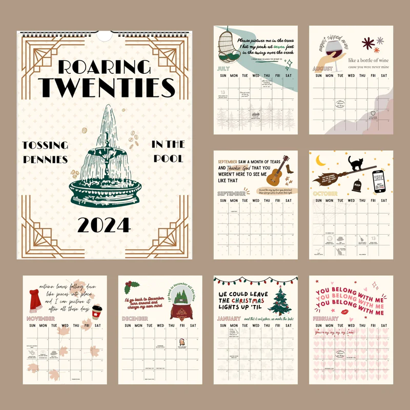 🎤📆 2024 Lyrics Wall Calendar-👍-Festivesl