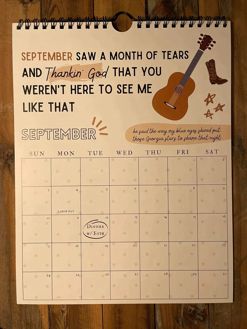 🎤📆 2024 Lyrics Wall Calendar-👍-Festivesl