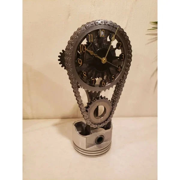 🎄CHRISTMAS BIG SALE - SMALL BLOCK TIMING CHAIN CLOCK, MOTORIZED, ROTATING-Festivesl