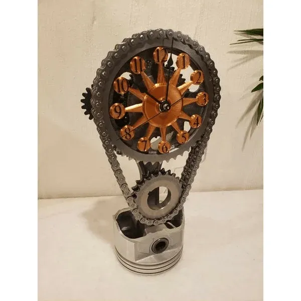 🎄CHRISTMAS BIG SALE - SMALL BLOCK TIMING CHAIN CLOCK, MOTORIZED, ROTATING-Festivesl