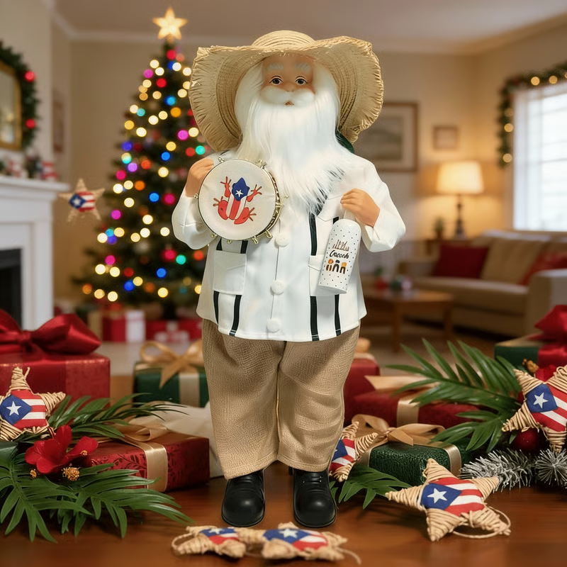 🔥LAST DAY 50% OFF - 🎅Puerto Rican Santa Claus – Coquito & Tambor Holiday Decor🎶