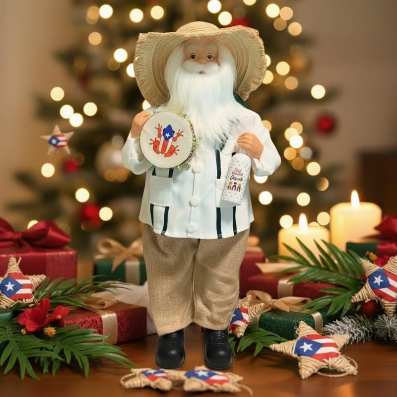 🔥LAST DAY 50% OFF - 🎅Puerto Rican Santa Claus – Coquito & Tambor Holiday Decor🎶