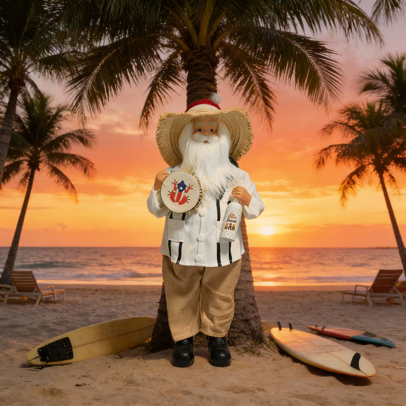 🔥LAST DAY 50% OFF - 🎅Puerto Rican Santa Claus – Coquito & Tambor Holiday Decor🎶
