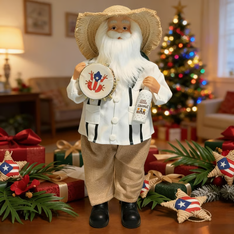 🔥LAST DAY 50% OFF - 🎅Puerto Rican Santa Claus – Coquito & Tambor Holiday Decor🎶