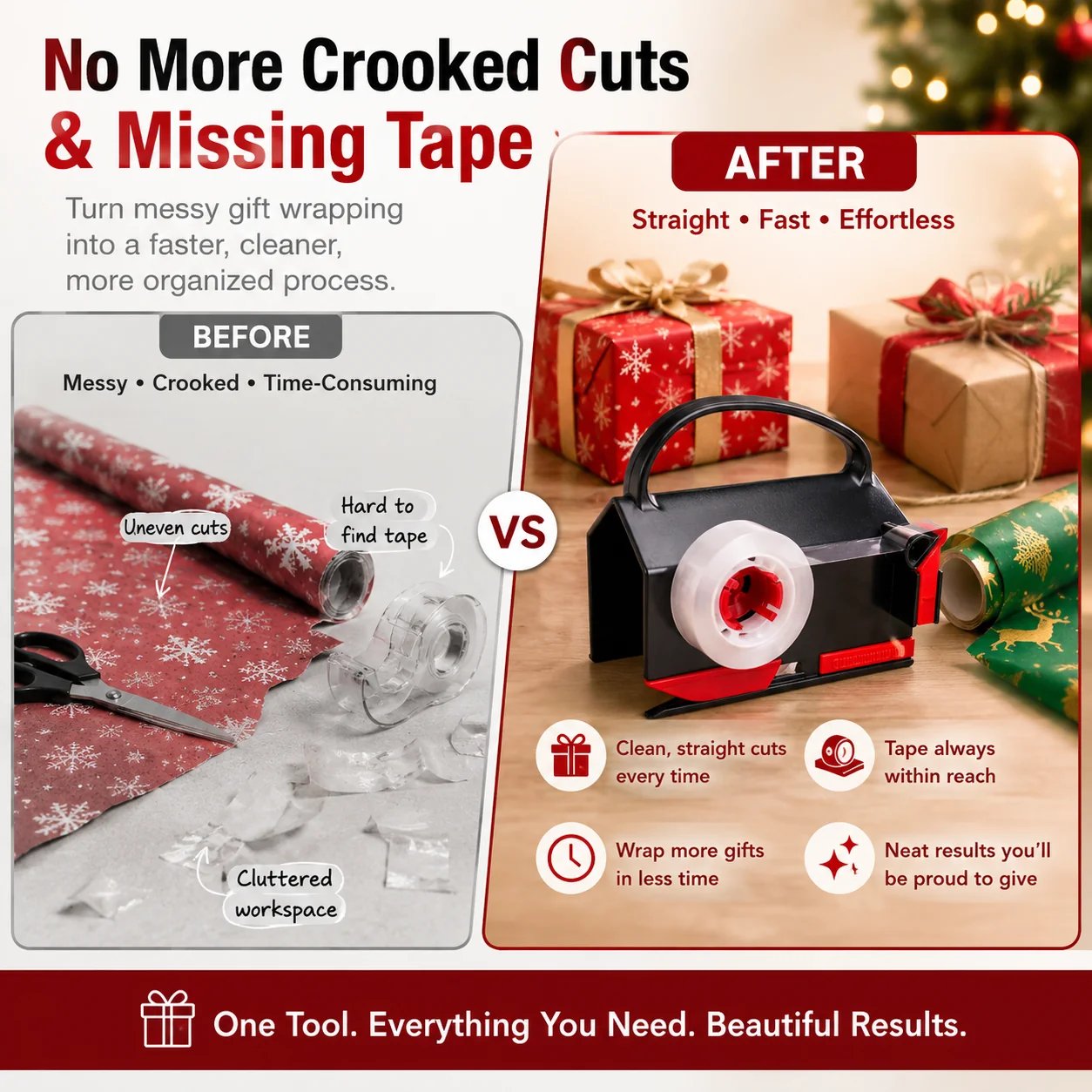2-in-1 Wrapping Cutter Tape Dispenser