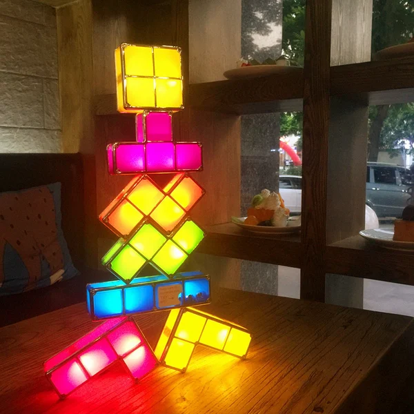 Creative Tetris Lamp Building Blocks USB Charging Night Light-Festivesl