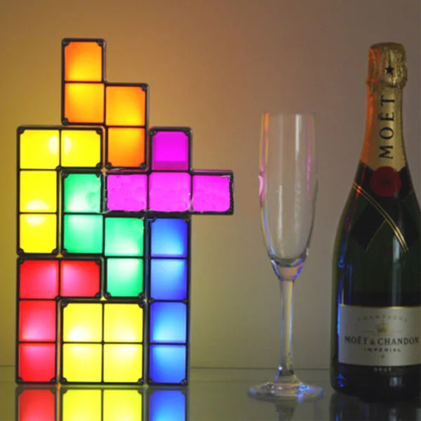 Creative Tetris Lamp Building Blocks USB Charging Night Light-Festivesl