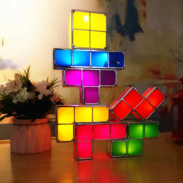 Creative Tetris Lamp Building Blocks USB Charging Night Light-Festivesl
