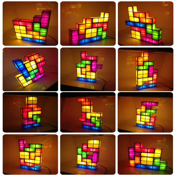 Creative Tetris Lamp Building Blocks USB Charging Night Light-Festivesl