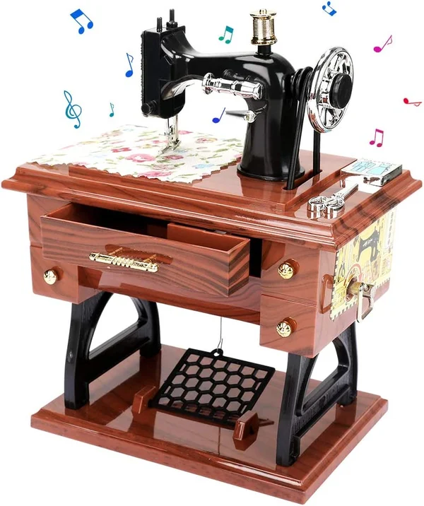 🦋Wood Mini Sewing Machine Music Box-Festivesl