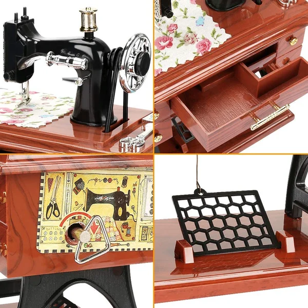 🦋Wood Mini Sewing Machine Music Box-Festivesl