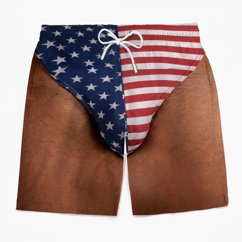 Custom Funny Patriotic Men Swim Trunks - Personalized Summer Vacation And Travel Gifts For Men - Freedom And Chill-Festivesl
