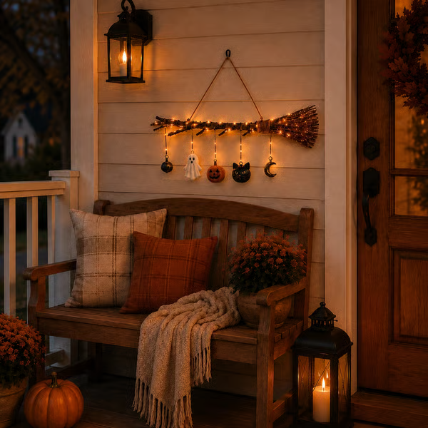 Lighted Fall Broom Wall Hanging🍂