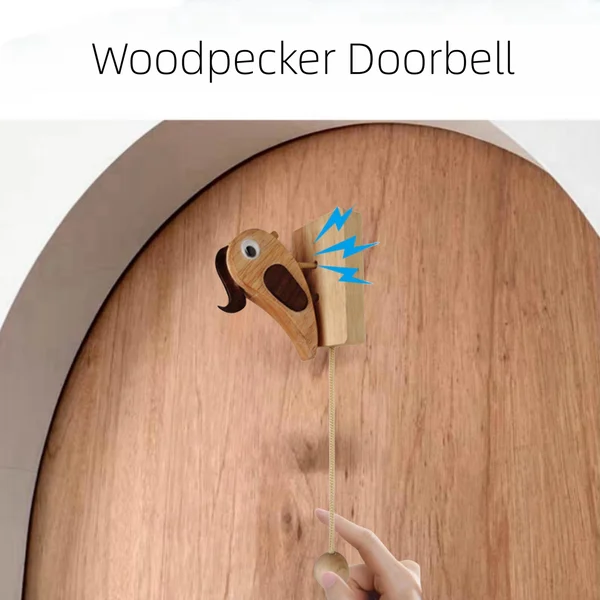 Wooden Handmade Creative Woodpecker Door Bell-Festivesl