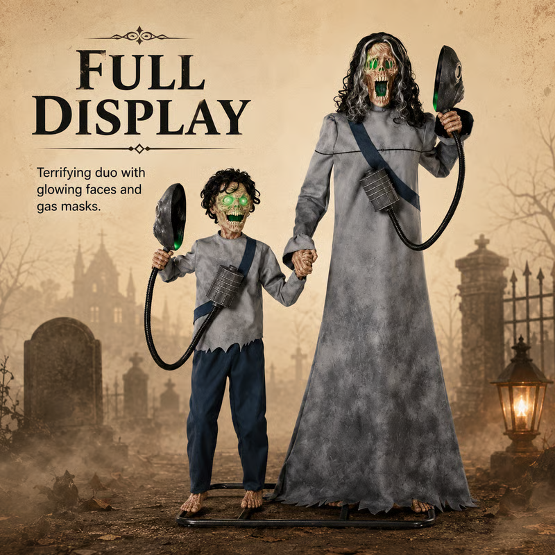 💀 Doomsday Duo Animatronic — The Power Plant Horror Story Your Neighbors Won't Forget 😱 Ideal for Yard & Porch Haunts-Festivesl