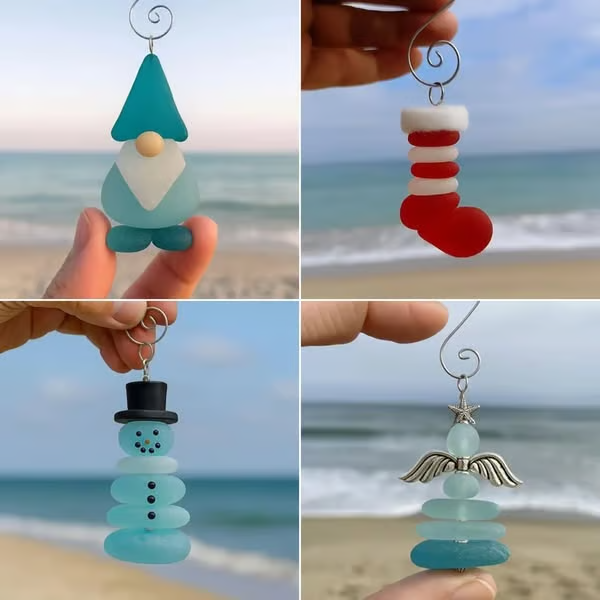 ✨LAST DAY ALERT 49% OFF🔥🌊Coastal Christmas Sea Glass Ornaments✨Crafted by Hand & Shaped by Nature