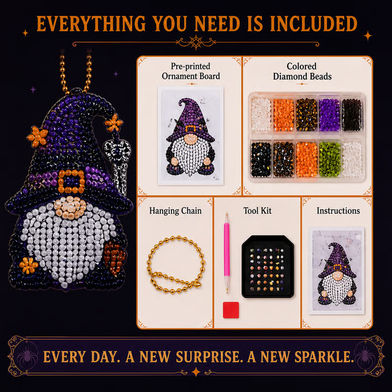 🔥LAST DAY 60% OFF - 🎃✨ 31 Days of Gnome Surprises Halloween Diamond Painting Advent Calendar