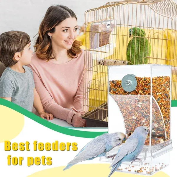 🐦🐦Mess Bird Cage Feeder Automatic Parrot Seed Feeders🐦-Festivesl