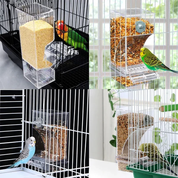 🐦🐦Mess Bird Cage Feeder Automatic Parrot Seed Feeders🐦-Festivesl