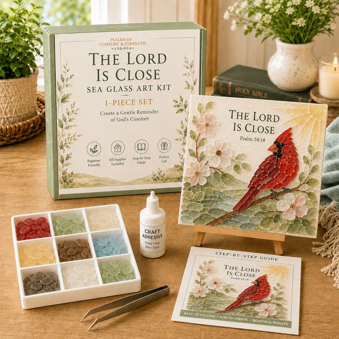 📦Limited Stock✝️ Psalms of Comfort & Strength Sea Glass Art Kit🎁The joy of handicrafts awaits your exploration❤️