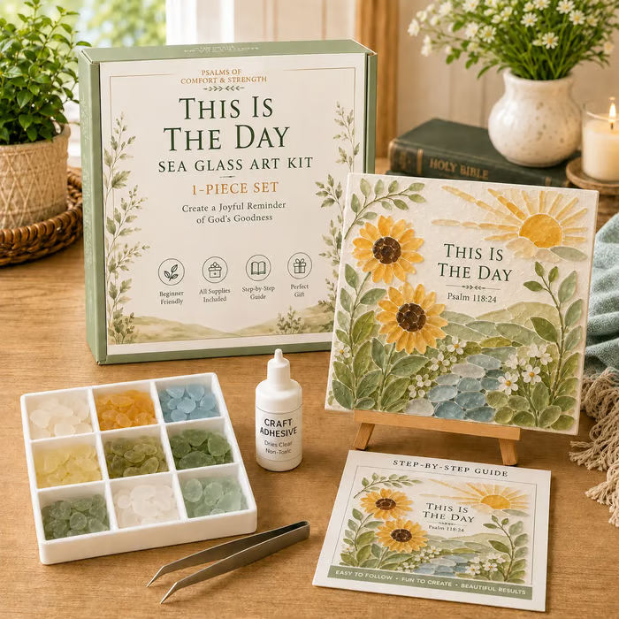 📦Limited Stock✝️ Psalms of Comfort & Strength Sea Glass Art Kit🎁The joy of handicrafts awaits your exploration❤️