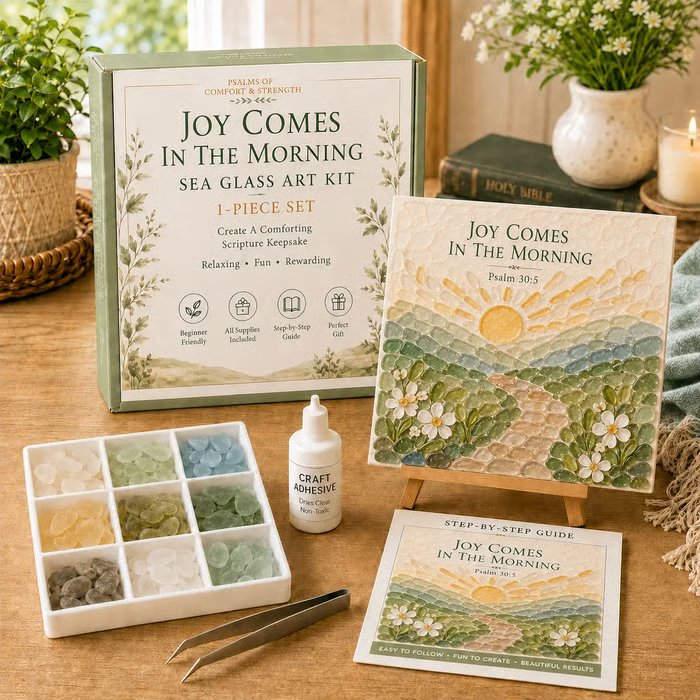 📦Limited Stock✝️ Psalms of Comfort & Strength Sea Glass Art Kit🎁The joy of handicrafts awaits your exploration❤️