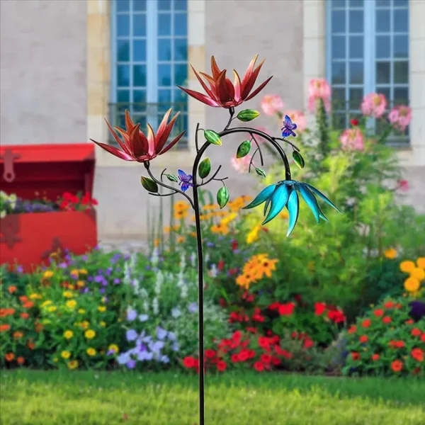 Beautiful Summer Multi Colored Flowers Wind Spinner
