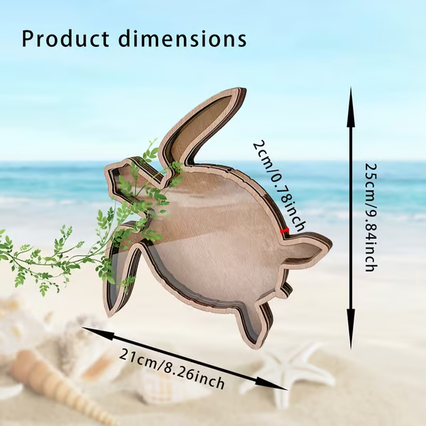 🌊 Ocean Memory Turtle Shadow Box – Coastal Seashell Display Keepsake for Beach Treasures & Travel Memories