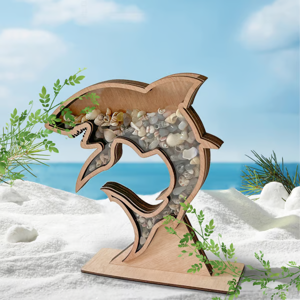 🌊 Ocean Memory Turtle Shadow Box – Coastal Seashell Display Keepsake for Beach Treasures & Travel Memories