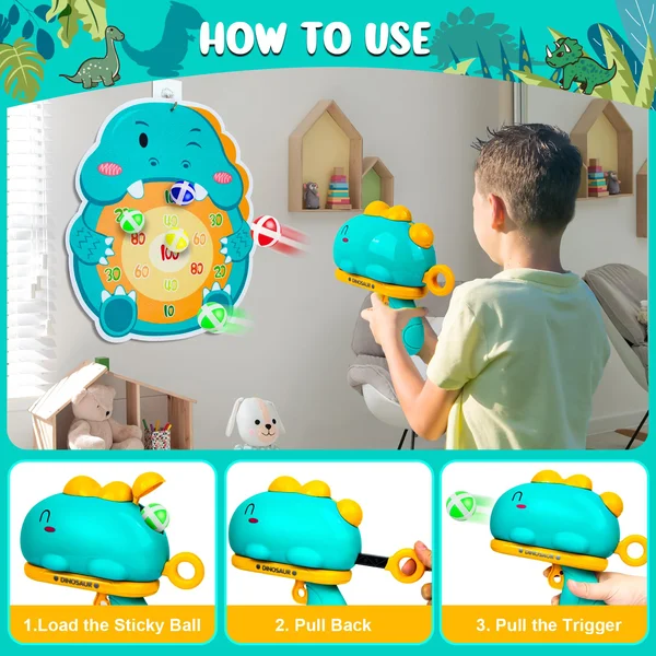 Dinosaur ball gun target ejection sticky ball toy-Festivesl