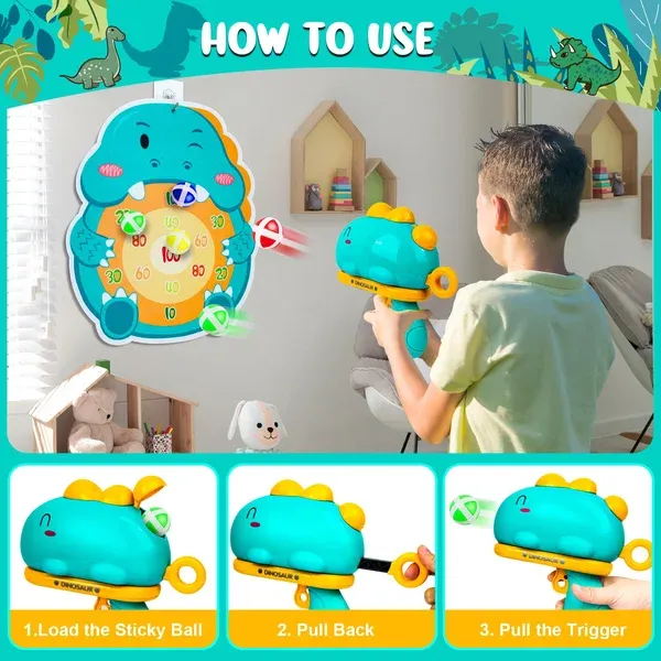 Dinosaur ball gun target ejection sticky ball toy-Festivesl