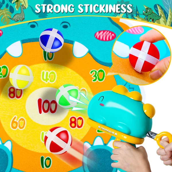 Dinosaur ball gun target ejection sticky ball toy-Festivesl