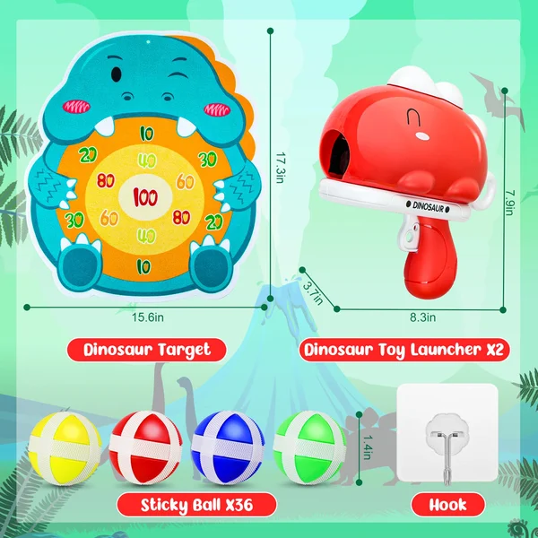 Dinosaur ball gun target ejection sticky ball toy-Festivesl