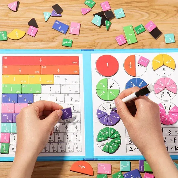 Montessori Magnetic Book Fraction Puzzle For Children-Festivesl