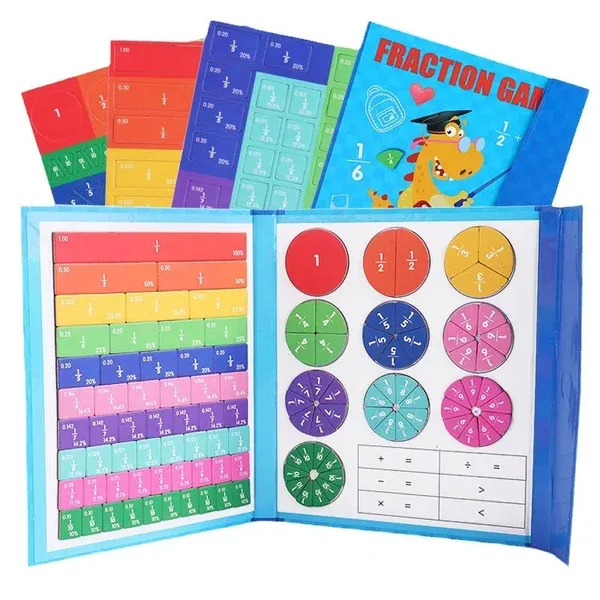 Montessori Magnetic Book Fraction Puzzle For Children-Festivesl