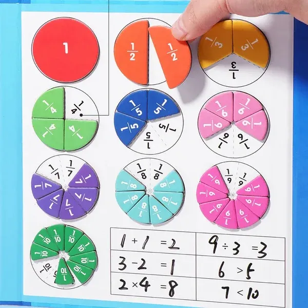Montessori Magnetic Book Fraction Puzzle For Children-Festivesl