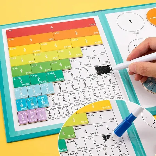 Montessori Magnetic Book Fraction Puzzle For Children-Festivesl