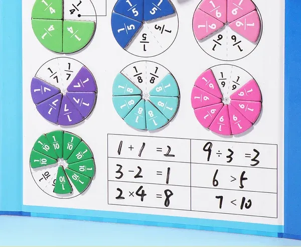 Montessori Magnetic Book Fraction Puzzle For Children-Festivesl