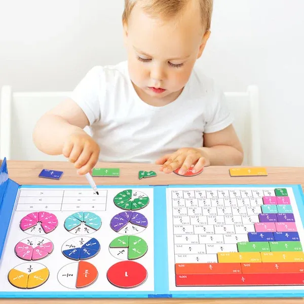 Montessori Magnetic Book Fraction Puzzle For Children-Festivesl