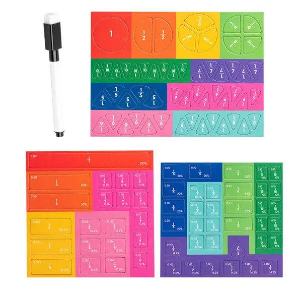 Montessori Magnetic Book Fraction Puzzle For Children-Festivesl