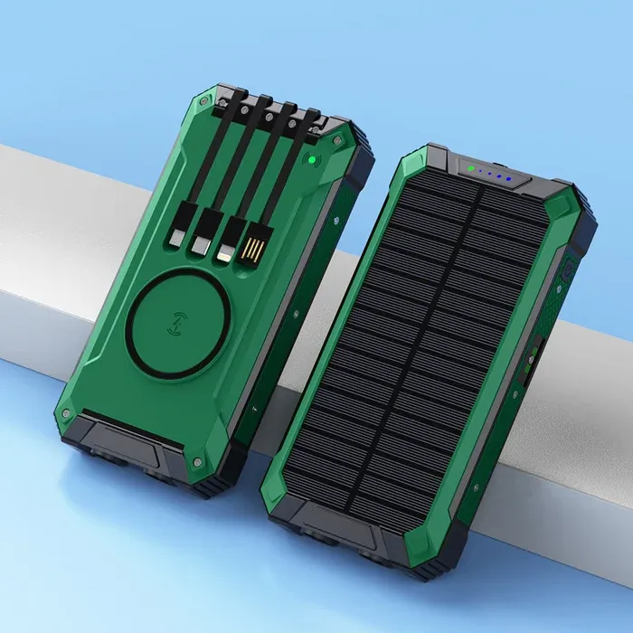 🔥49% OFF TODAY - Wireless Charger Solar Power Bank Built-in Cables Waterproof/Shockproof-Festivesl